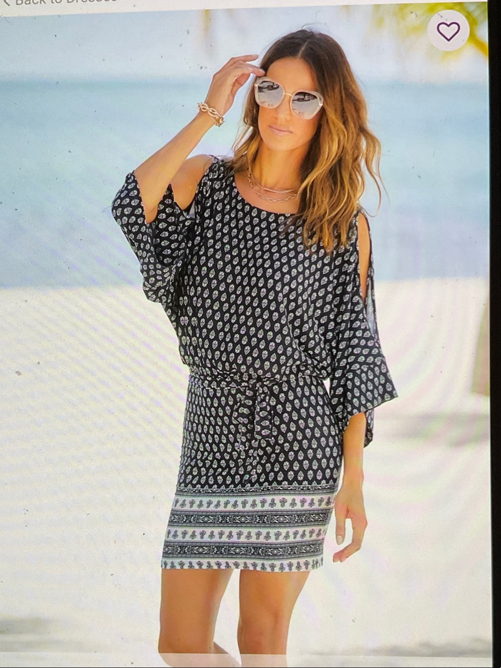 Black and White Printed Midi Dress - Women's Casual